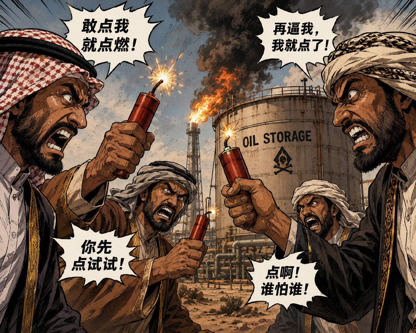 中东各国真的扯开阵势打堂堂之阵，都是菜鸡，伊朗也一样。两伊战争有眼看吗？叙利亚内战打的啥？

现在就是在油库面前玩炮仗，要挟世界，这算个毛的军事实力。 ​