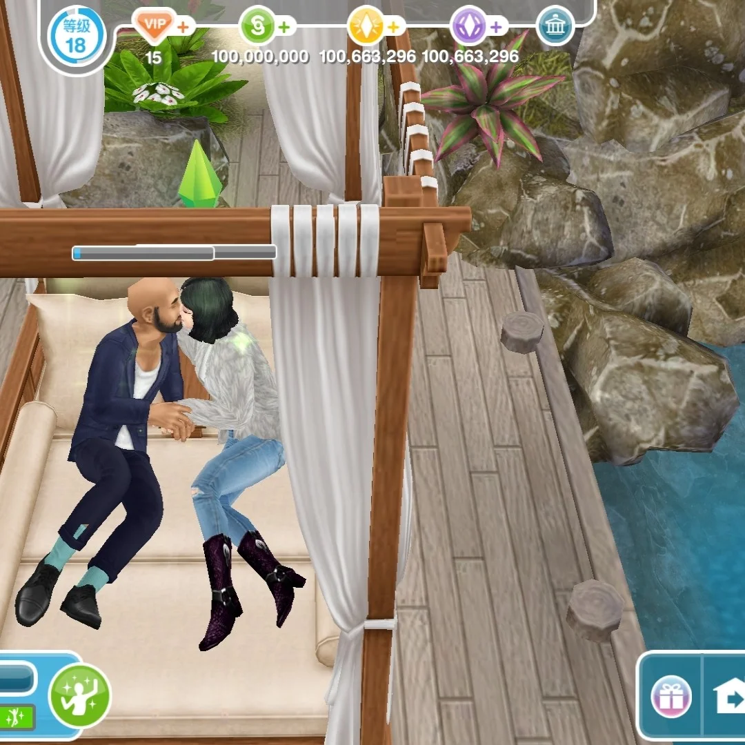 是我上次讲过的游戏 【模拟人生畅玩版】，是在手机上玩的。