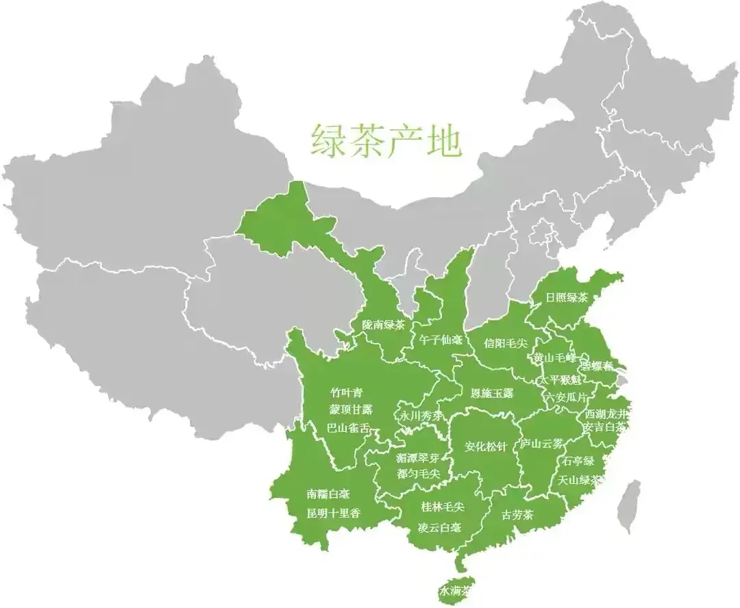中国六大茶类地域分布图出炉，全中国的名茶