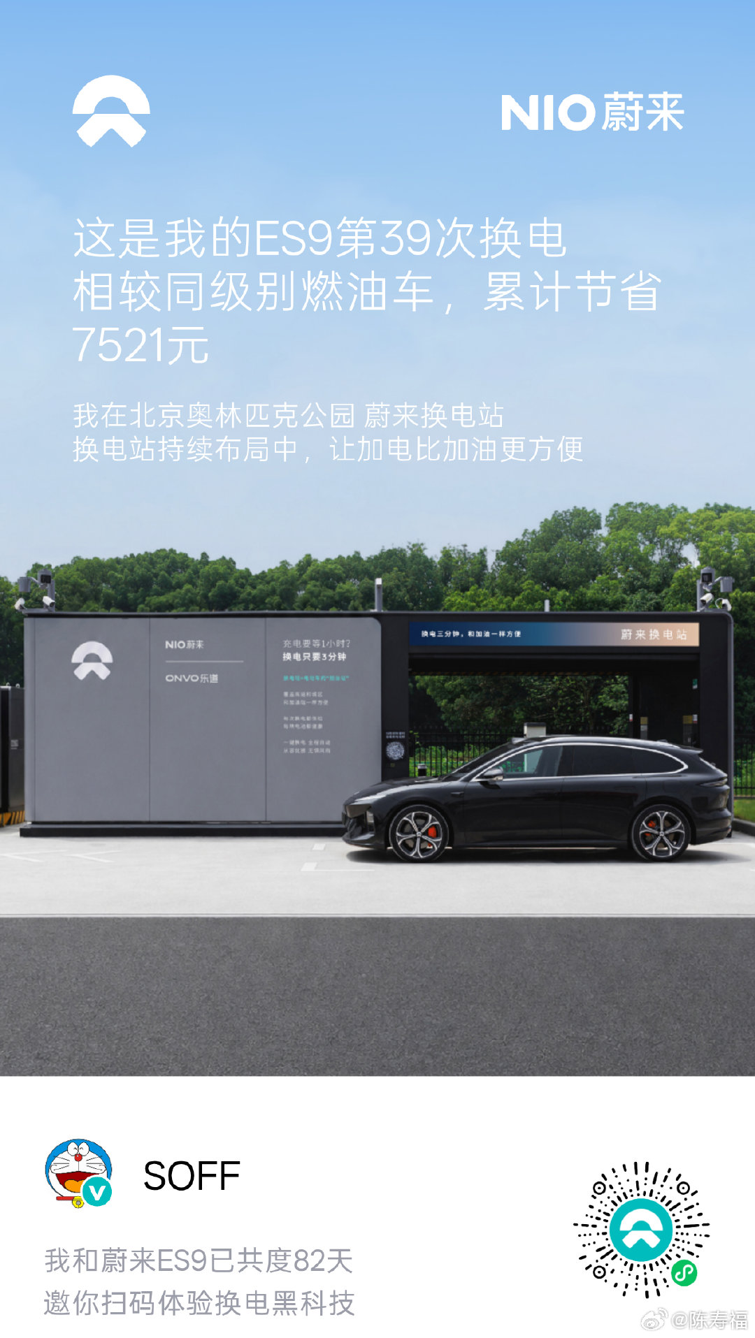 换电带来的爽快感，是任何超充都无法比拟的。
那种从0%瞬间到93%的跳跃感，妙不可言。
好比一个高明的法师，走、跑，或者乘坐坐骑，再快也只是赶路；
而换电，就像孙悟空的瞬移，完全不是一个概念。#蔚来汽车[超话]#  ​