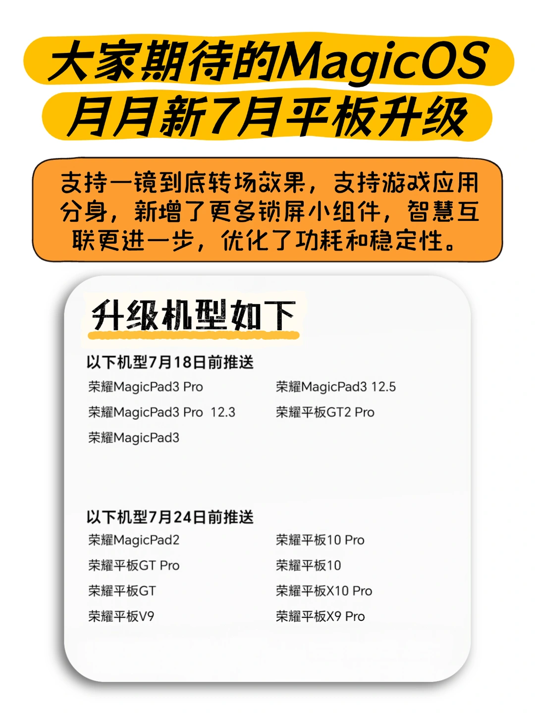 大家期待已久的MagicOS 月月新平板升级来啦