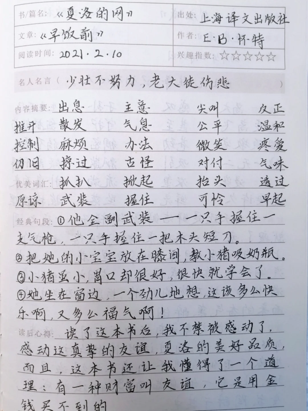 六年级课外阅读，《夏洛的网》