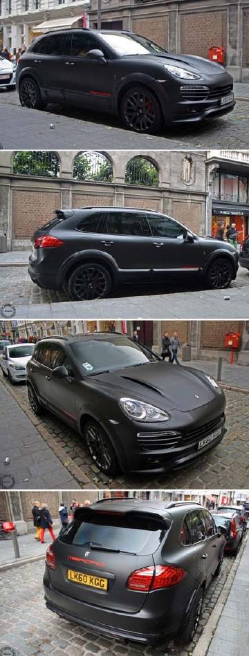 【街拍Merdad改装哑光黑保时捷卡宴】动力输出提升至750马力，0-...