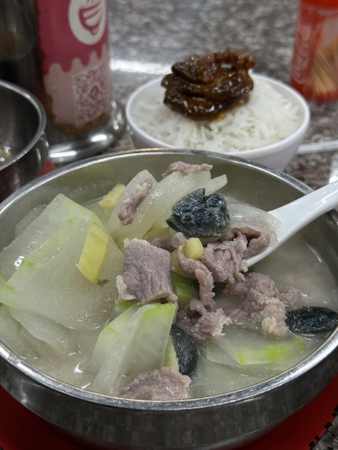 每次来番禺都会饮的冬瓜皮蛋瘦肉汤