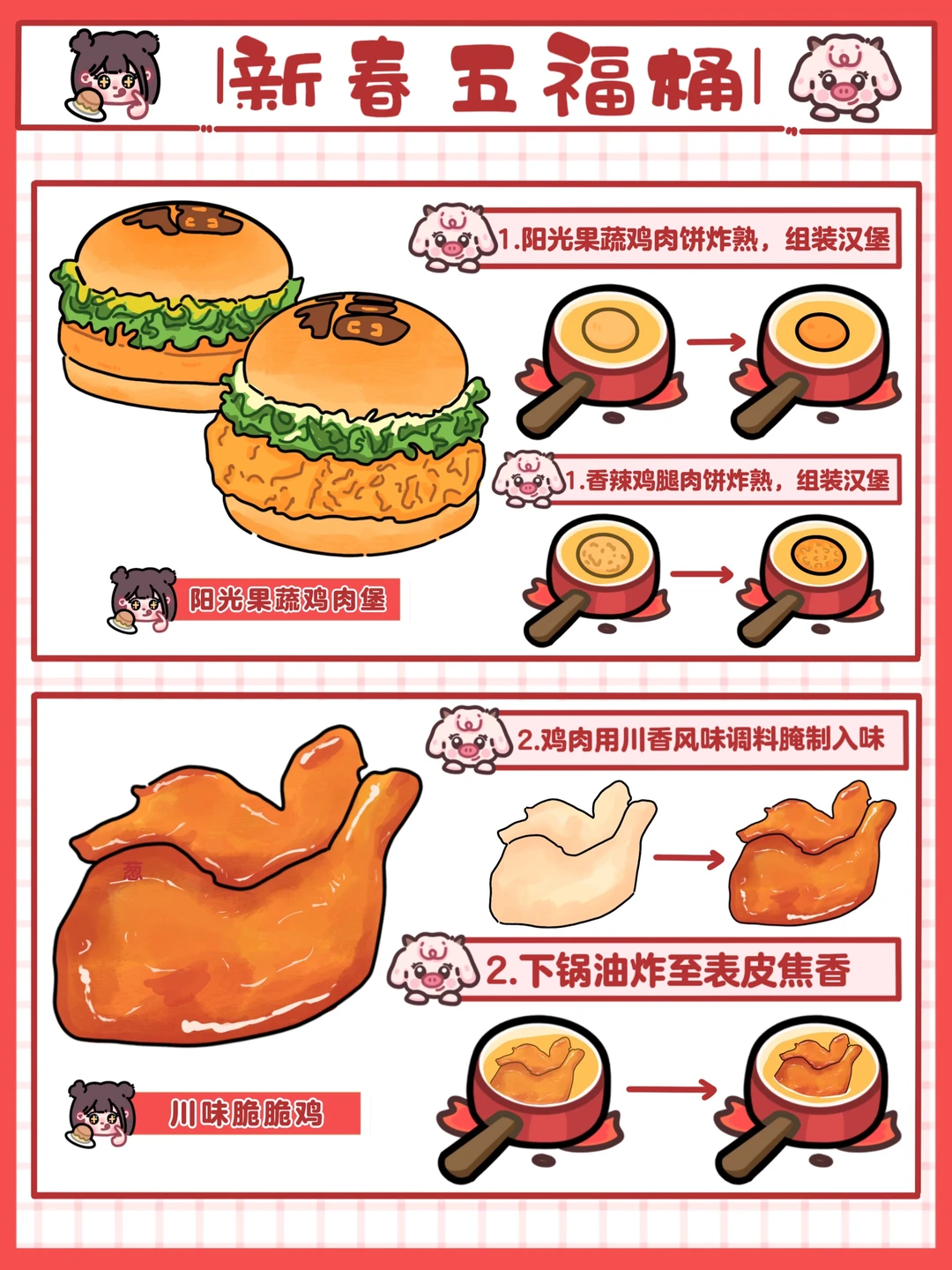 手绘食谱🍔｜新春🧨五福桶‼️国潮满分💯