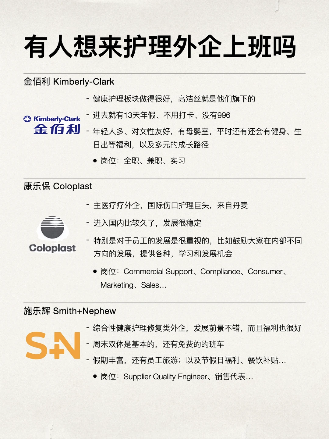 或许有人想来护理外企上班的吗？女生友好