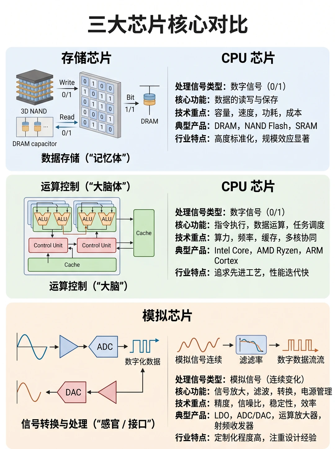 三大核心芯片｜手机电脑“心脏+记忆+感官”