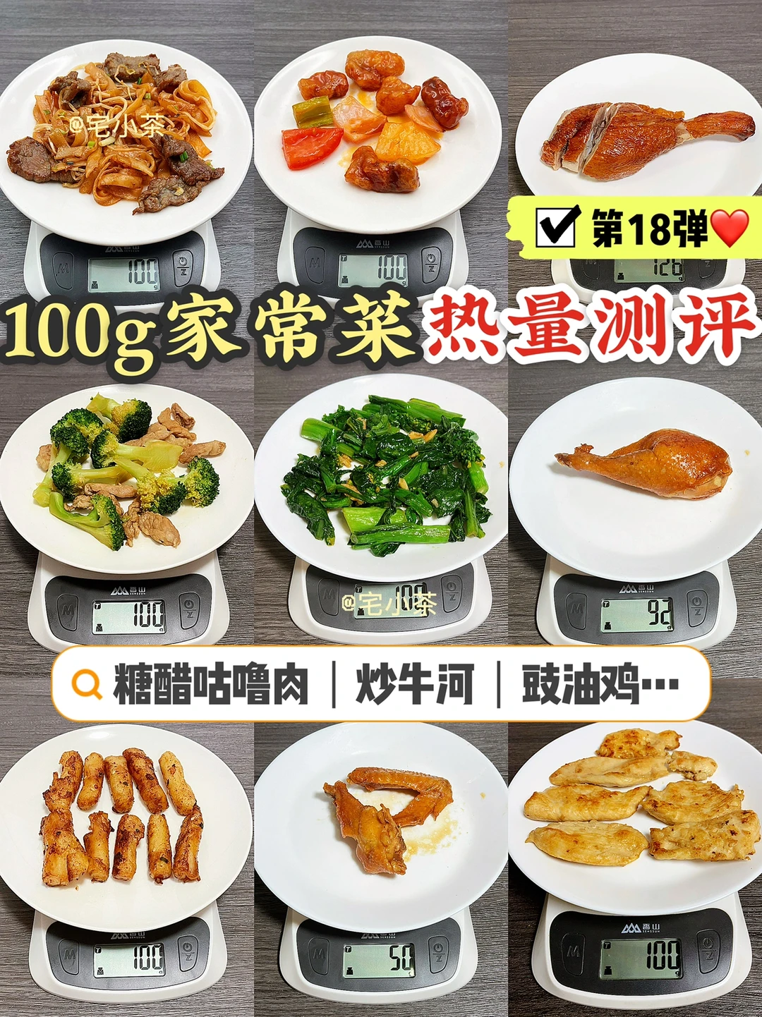 100g家常菜热量测评！第18弹！咕噜肉、炒牛河…