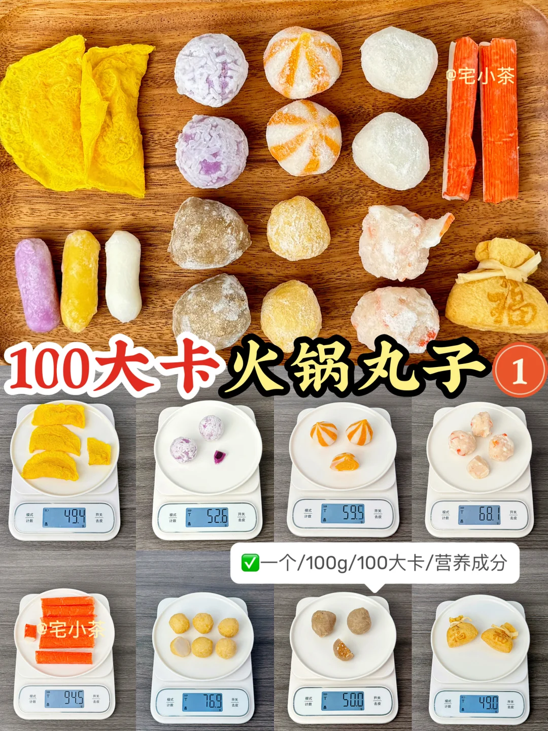 100大卡火锅丸子测评1️⃣热量｜三大营养素