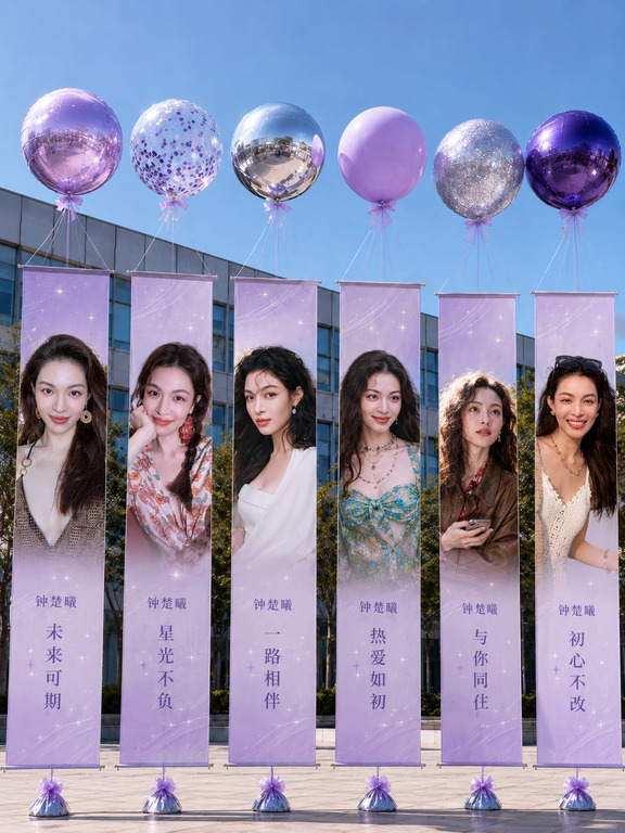 💜钟楚曦紫色空飘应援真的氛围拉满✨