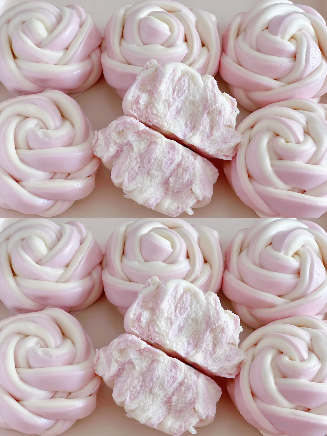 双色玫瑰花馒头！组织细腻～这面粉做馒头绝了