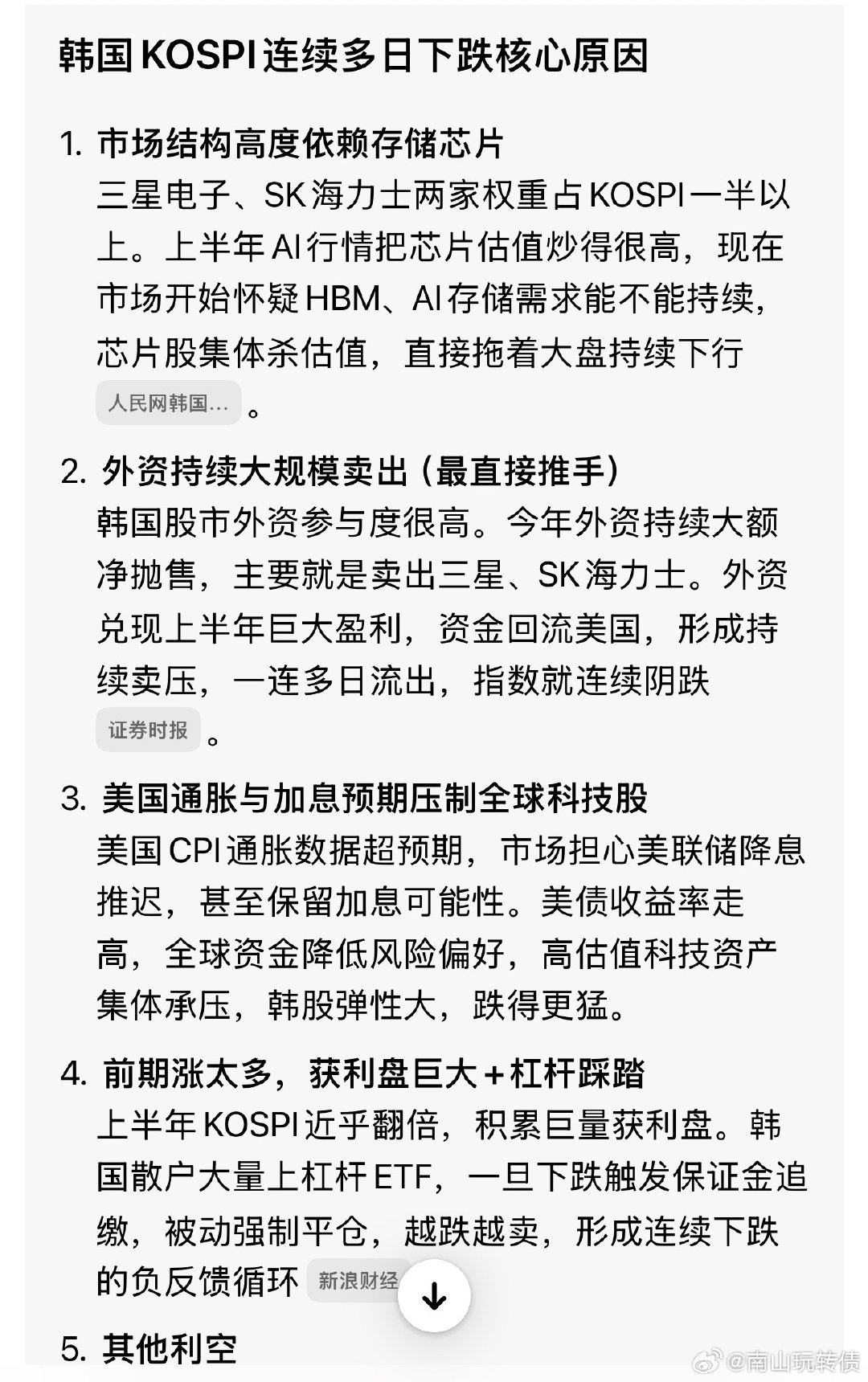 豆包总结韩国指数下跌的原因 ​