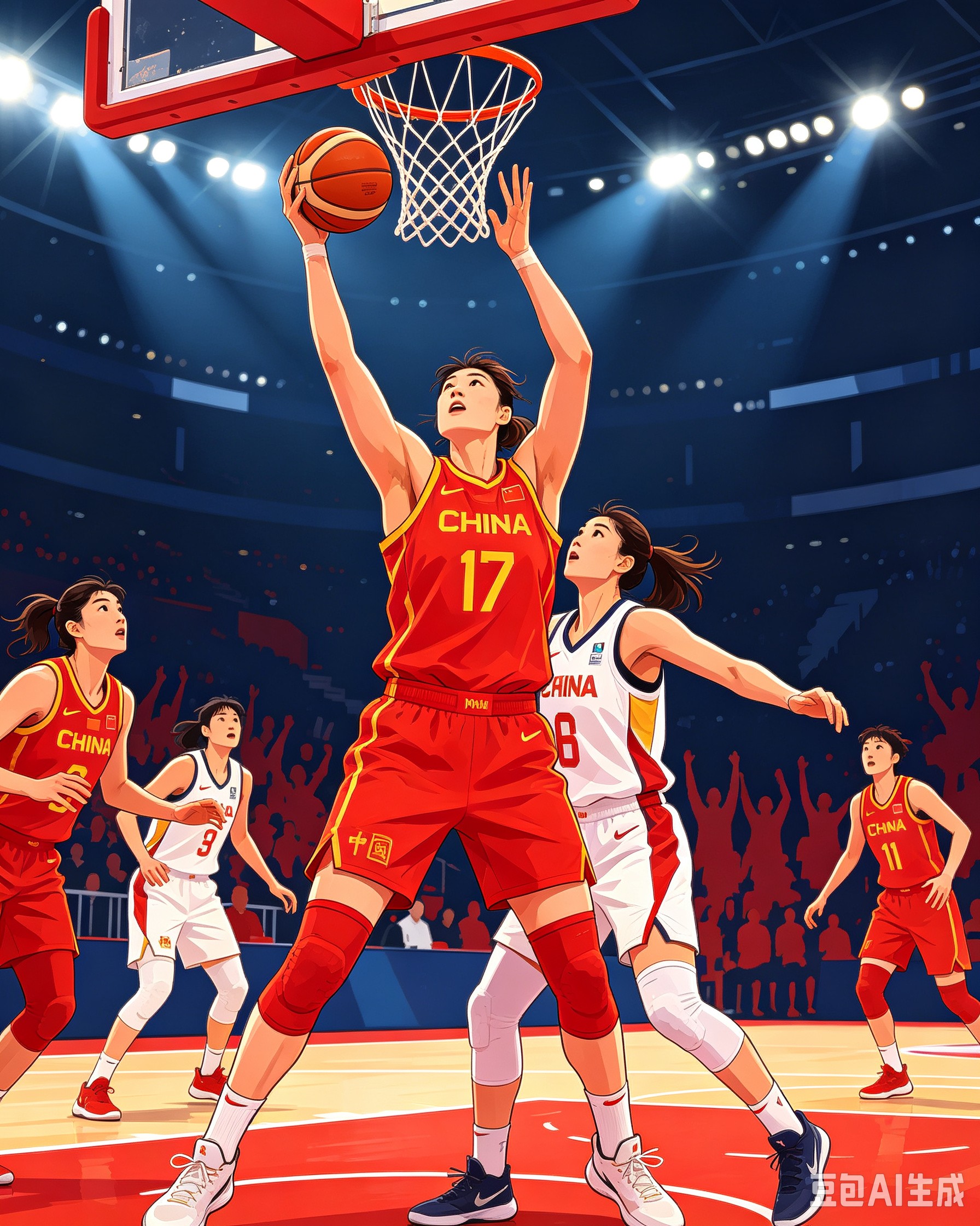 巾帼亮剑，女篮再踏新程
 
看到中国女篮成功晋级，内心满是振奋与欣喜。李月汝作为球队内线核心，在赛场上扛起重任。篮下强硬对抗，稳稳卡位抢下篮板，关键时刻挺身而出，用扎实的发挥为队伍筑牢内线屏障。
 
赛场之上，每一次拼搏都来之不易。队员们顶住压力，默契配合，不惧对手的挑战，把坚韧与顽强展现得淋漓尽致