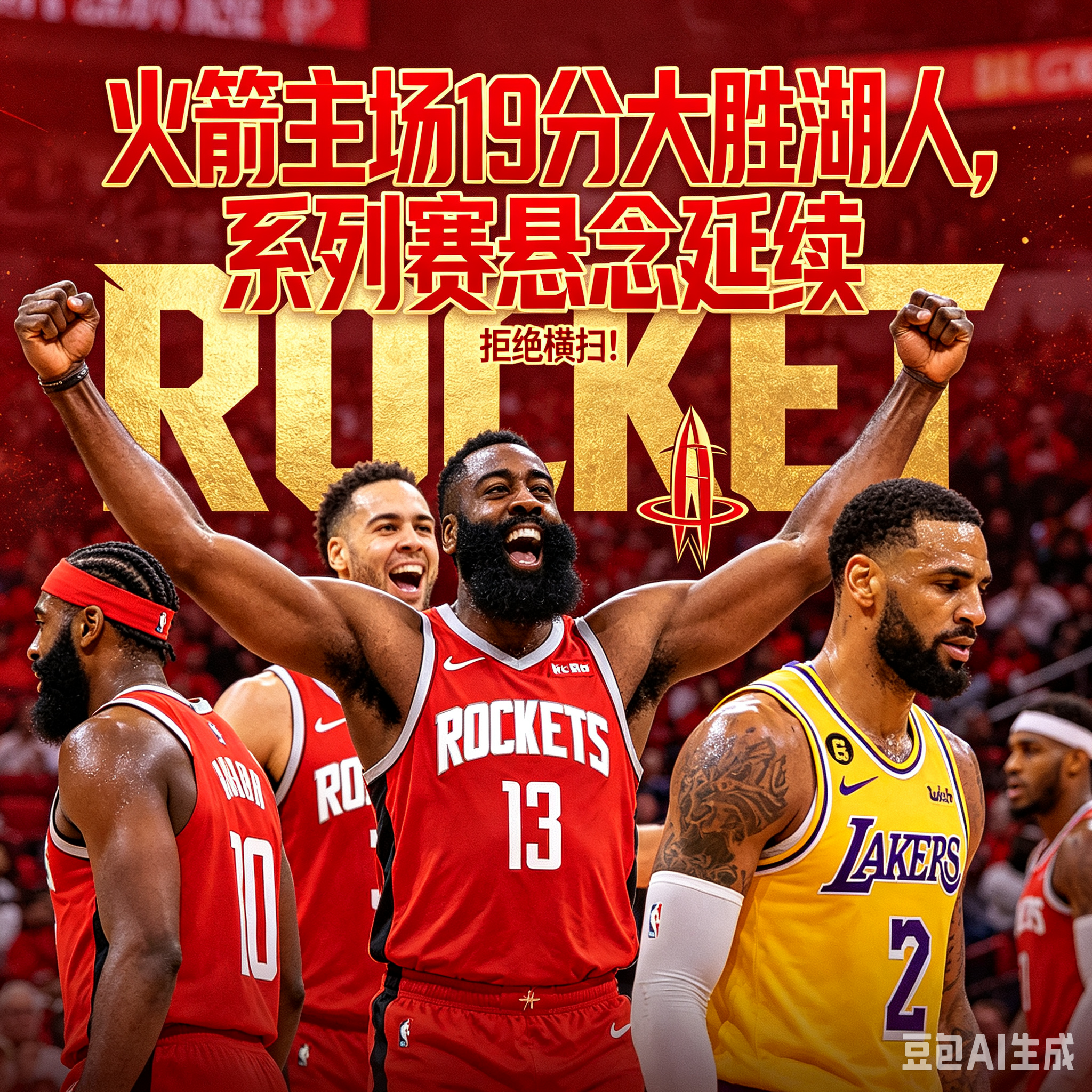 拒绝横扫！火箭主场19分大胜湖人，系列赛悬念延续  面对0-3落后的绝...