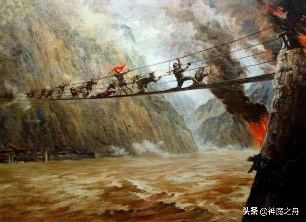 ​1935年5月29日下午4点，飞夺泸定桥战斗正式打响，22名红军突击队员踏上了