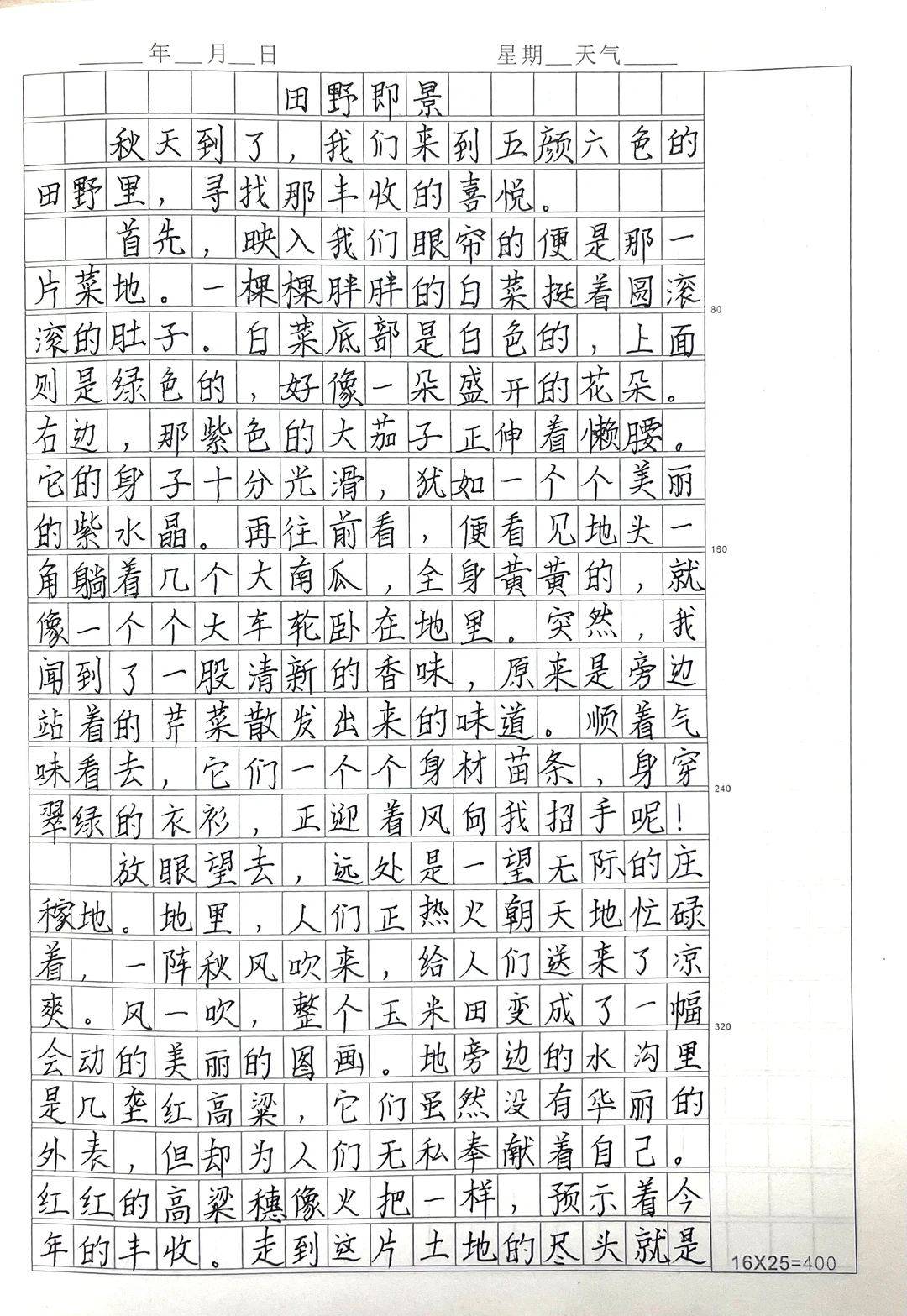 五上语文第七单元习作范文《____即景》