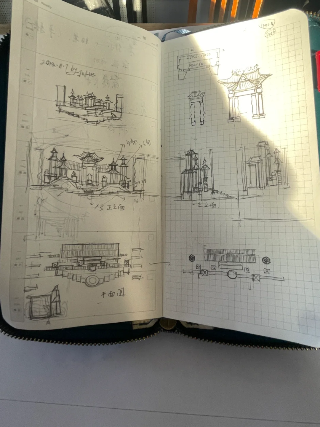 《图兰朵》舞台设计三视图——手稿练习