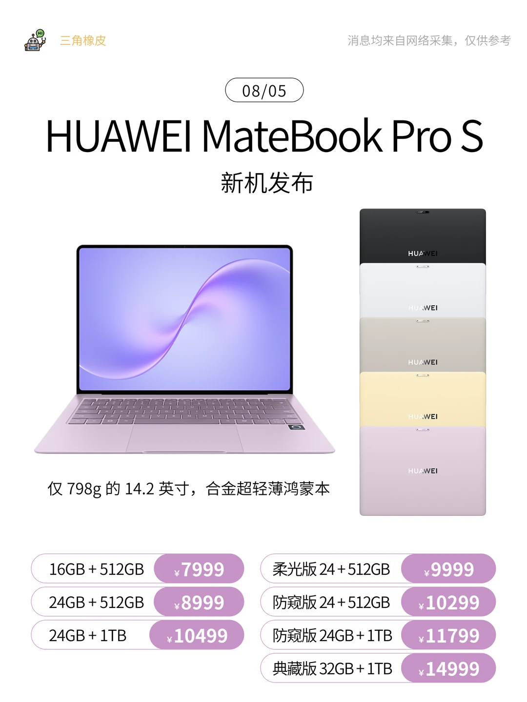 新机发布🔥MateBook Pro S 超轻薄笔记本