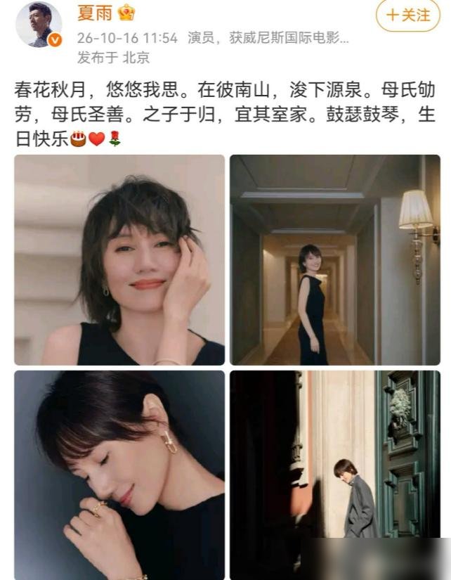 夏雨给袁泉过生日，没晒钻戒没晒转账，甩了一串《诗经》拼出来的句子。
评论区直接炸了，有人翻译半天，说这是把“死生契阔”“琴瑟在御”几个典故拆了重组的。
俩口子结婚快二十年，一个影帝一个影后，日子过得跟素人似的。袁泉刚演完《蜂蜜的针》，演个孤僻的研究员，转头就被拍到跟夏雨带闺女度假。
别人秀恩爱