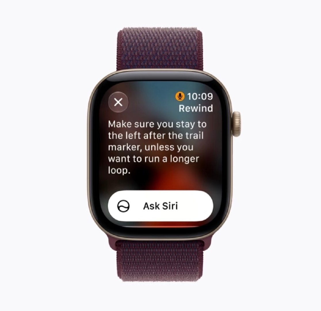Apple Watch S12新增Live Rewind回放功能，双击数码表冠，即可转录刚刚15秒对话文字。

音频在芯片安全区域处理后立刻删除，不会留存录音，启动还会发声弹窗提醒旁人。

该功能今年晚些时候Beta上线，初期仅支持英语，嘈杂场景实用性拉满。 ​
