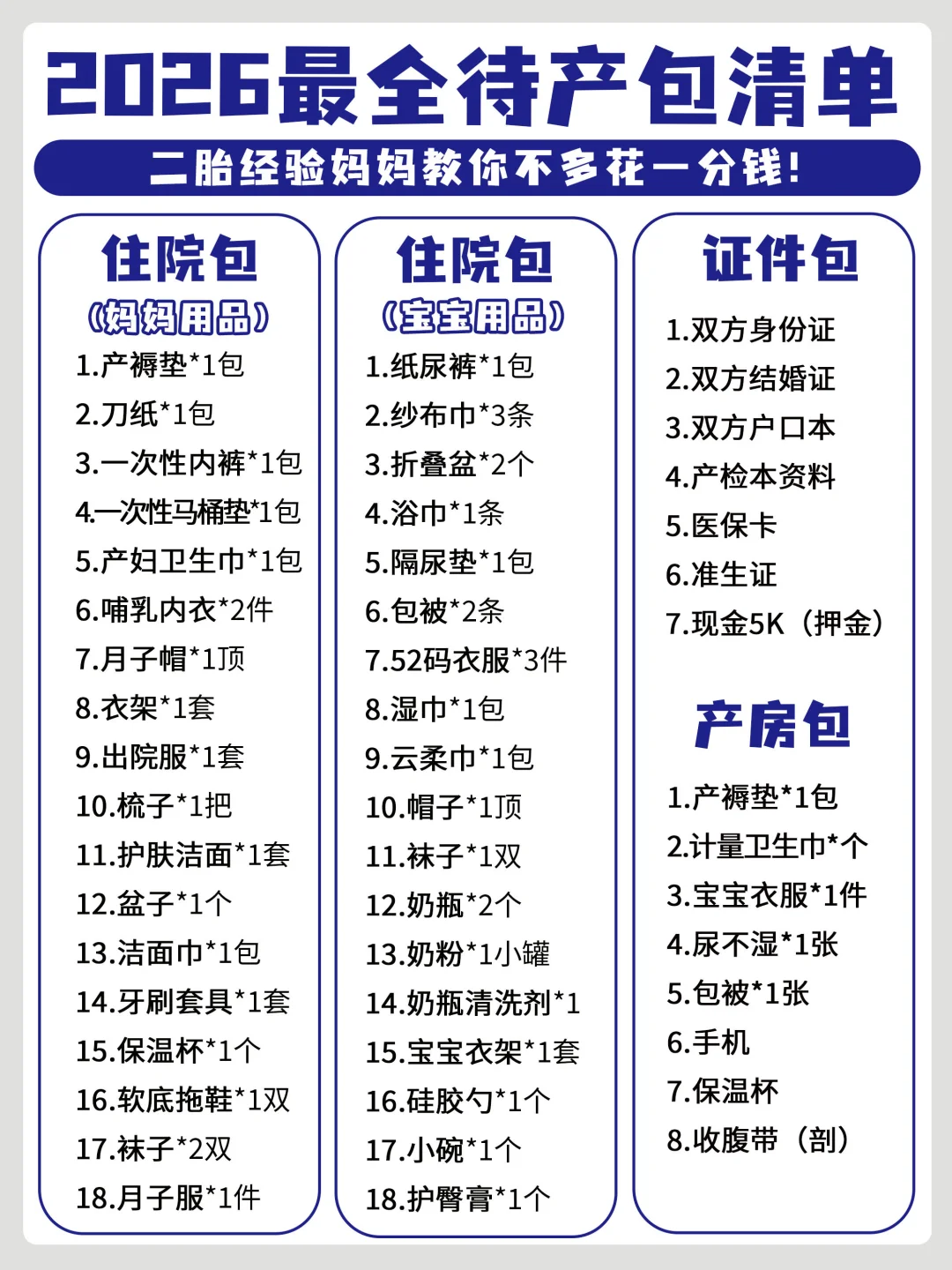 生完总结‼️最全0闲置待产包清单！不多花一分