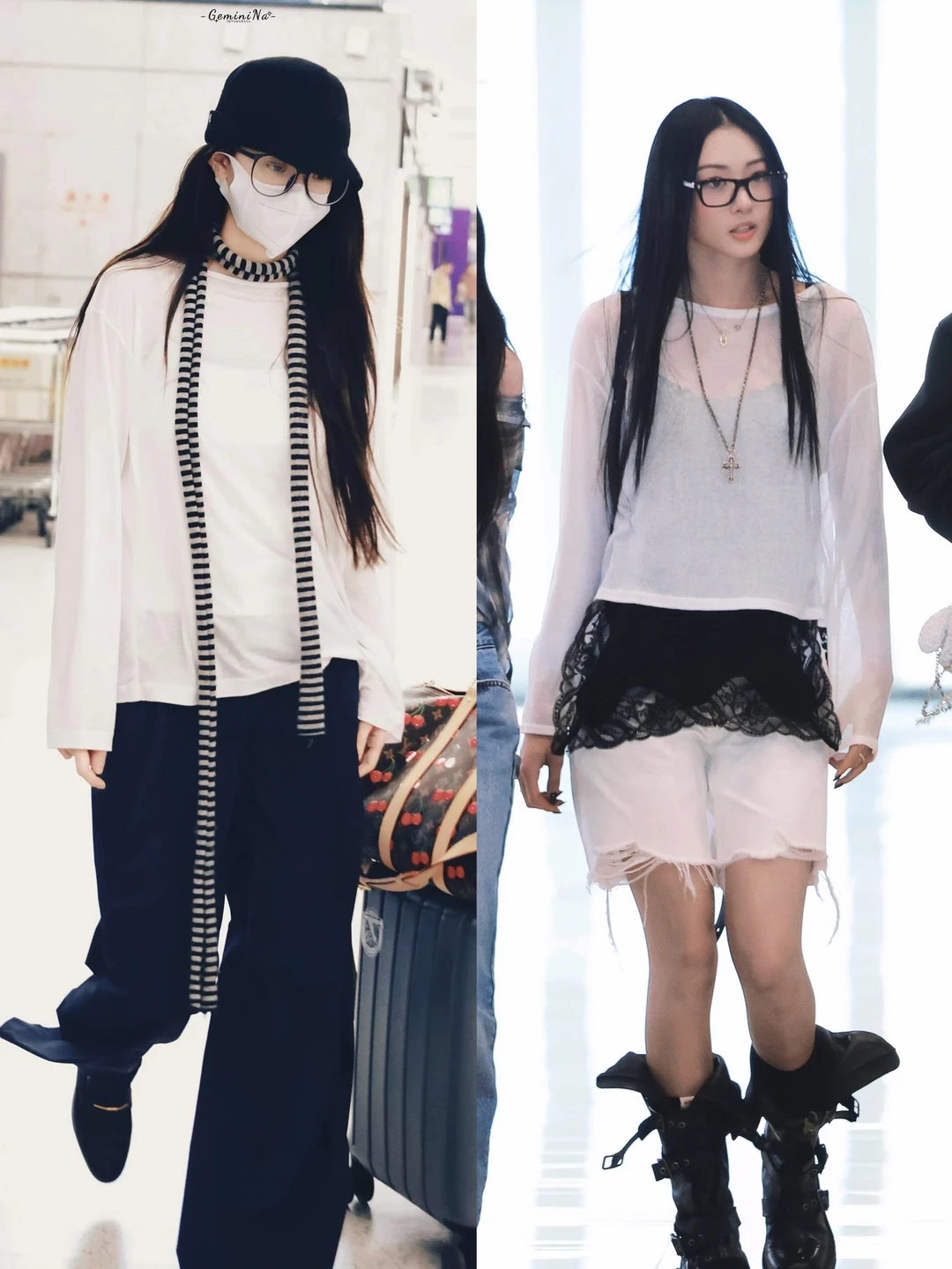欧阳娜娜 Gawon今日的白T穿搭思路，不同风格