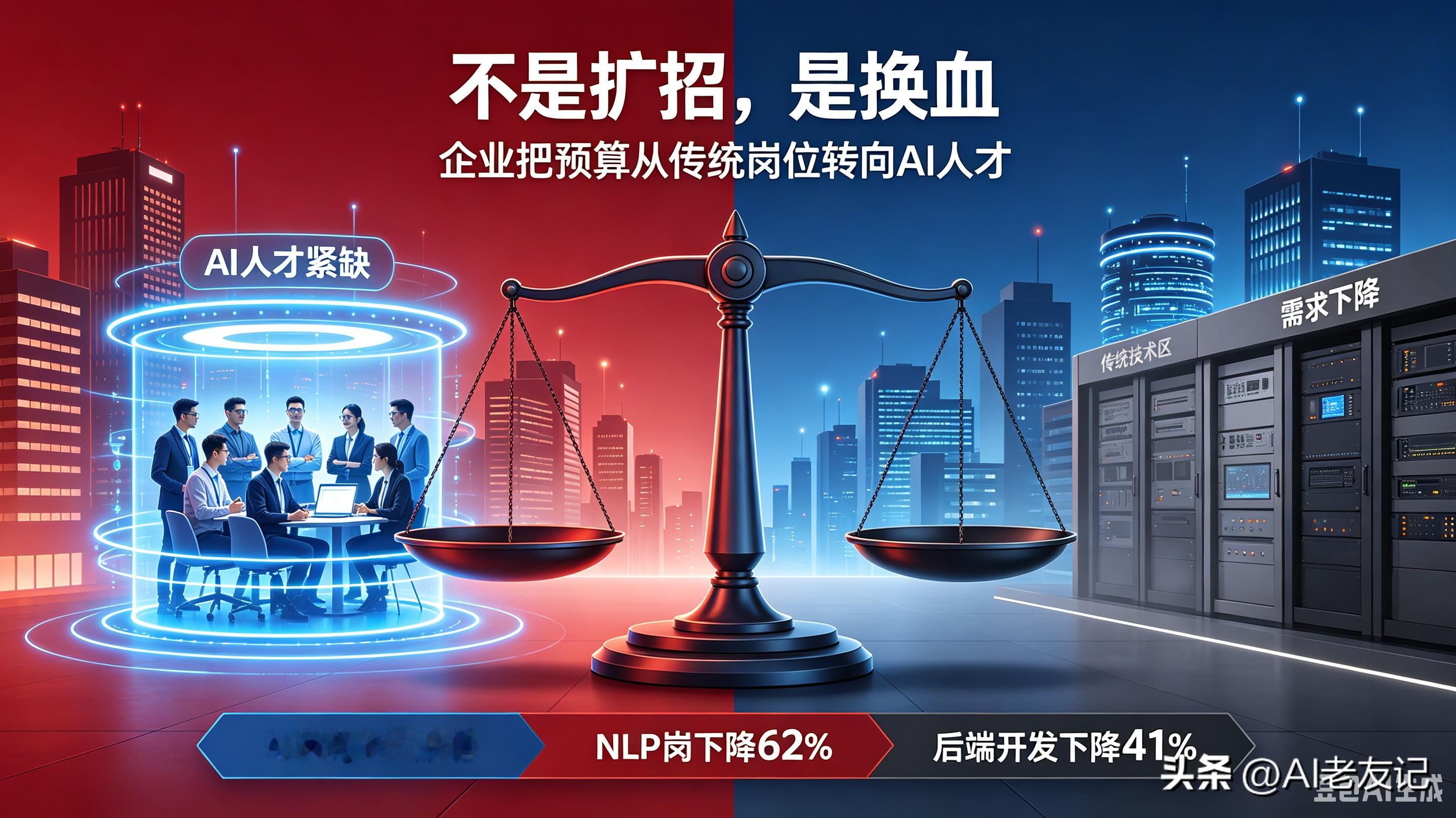 互联网彻底换血！大厂不再招普通人，只抢这种稀缺AI人才

你发现没有——今年找工作，风向彻底变了。
 
简历上不写两行AI项目，都不好意思投；面完试HR随口问的，全是&34;你会不会用AI&34;。
 
这不是错觉。脉脉CEO把话说得很直白：&34;明年，科技公司将只招AI人才，不再招非AI人才。&34;
 
更扎心的数据