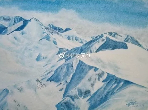 水彩雪山