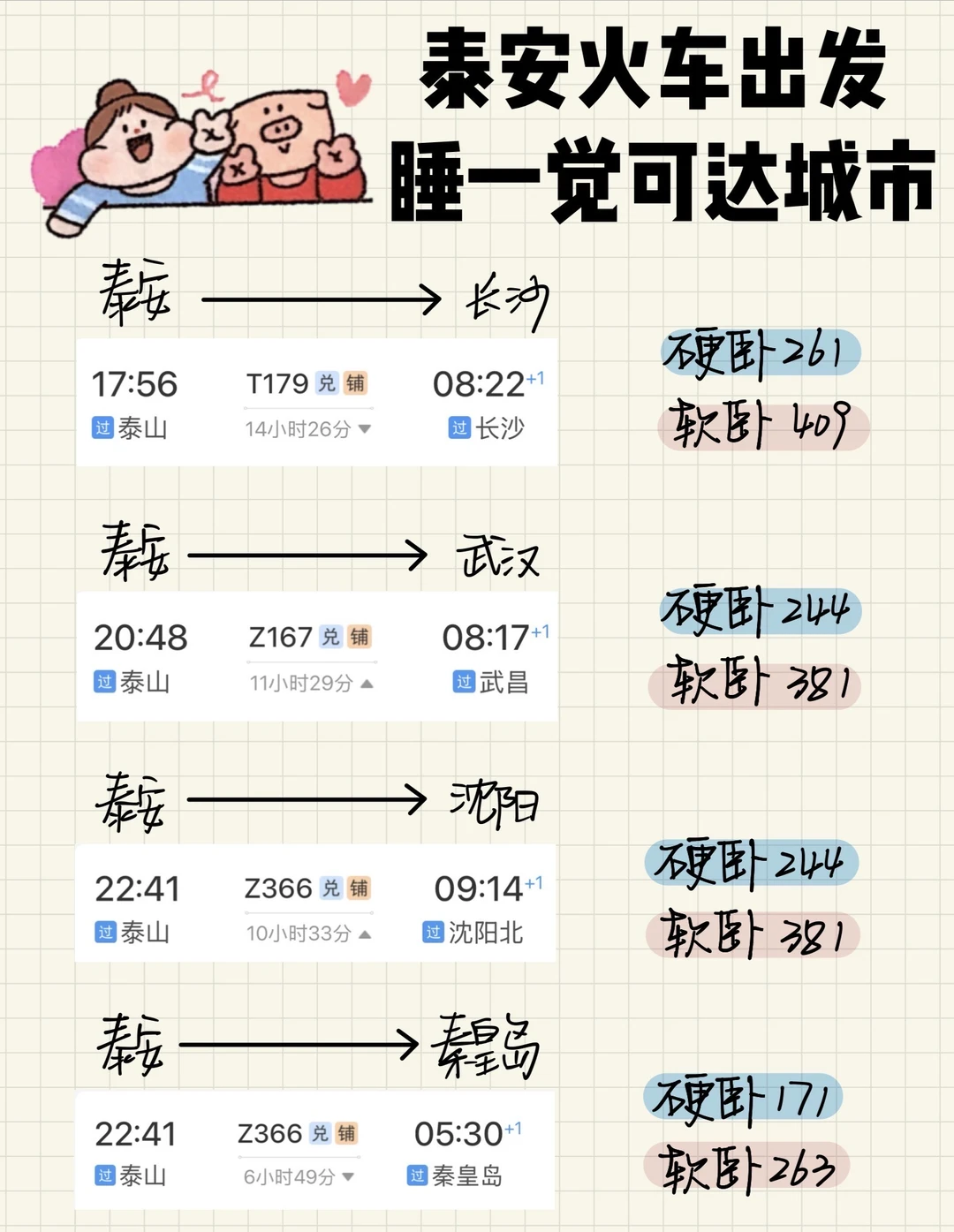 泰安🚄出发 卧铺一夜可达城市