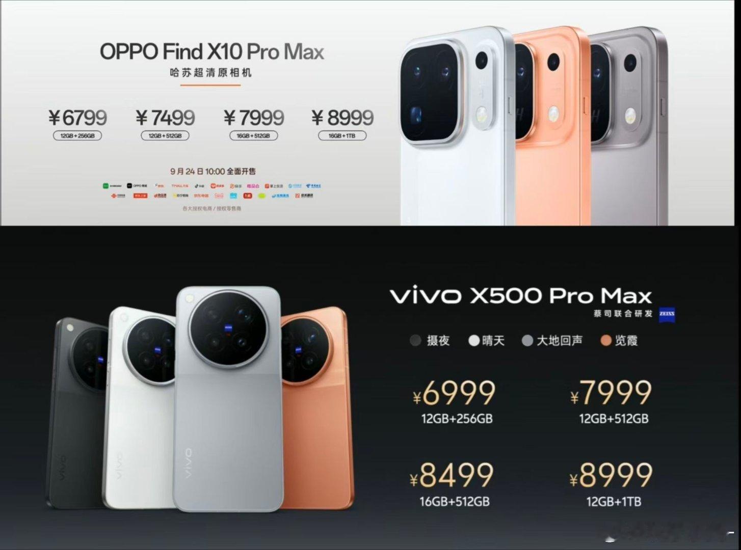 OV 两家价格全都出来了！

O 整体便宜不少，除了基础款，其他款都便宜 500！大家都说 vivo 是不打算卖了，你们怎么看[doge]
#oppo##vivo##oppofindx10##vivoX500系列# ​