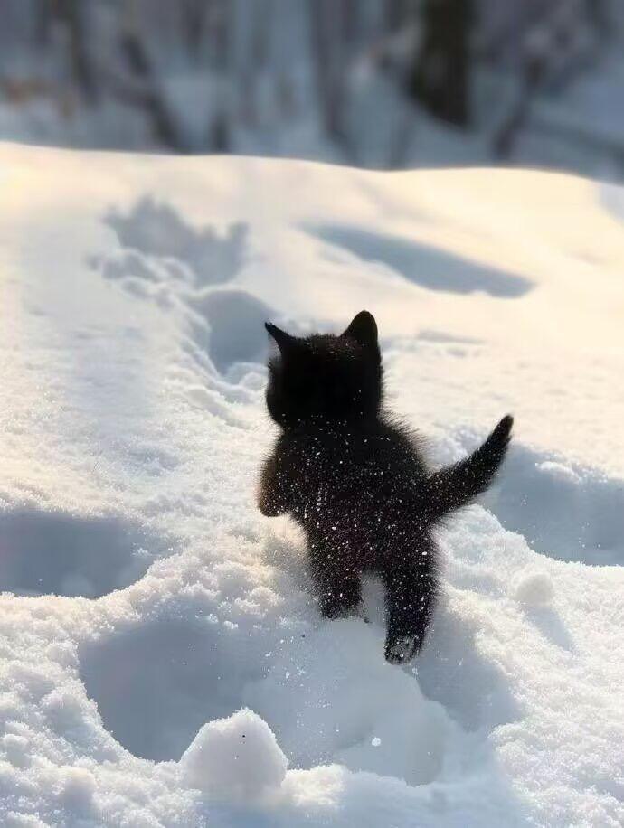 雪地小猫❄️🐈‍⬛🐾金秋壁纸大放送 ​​​