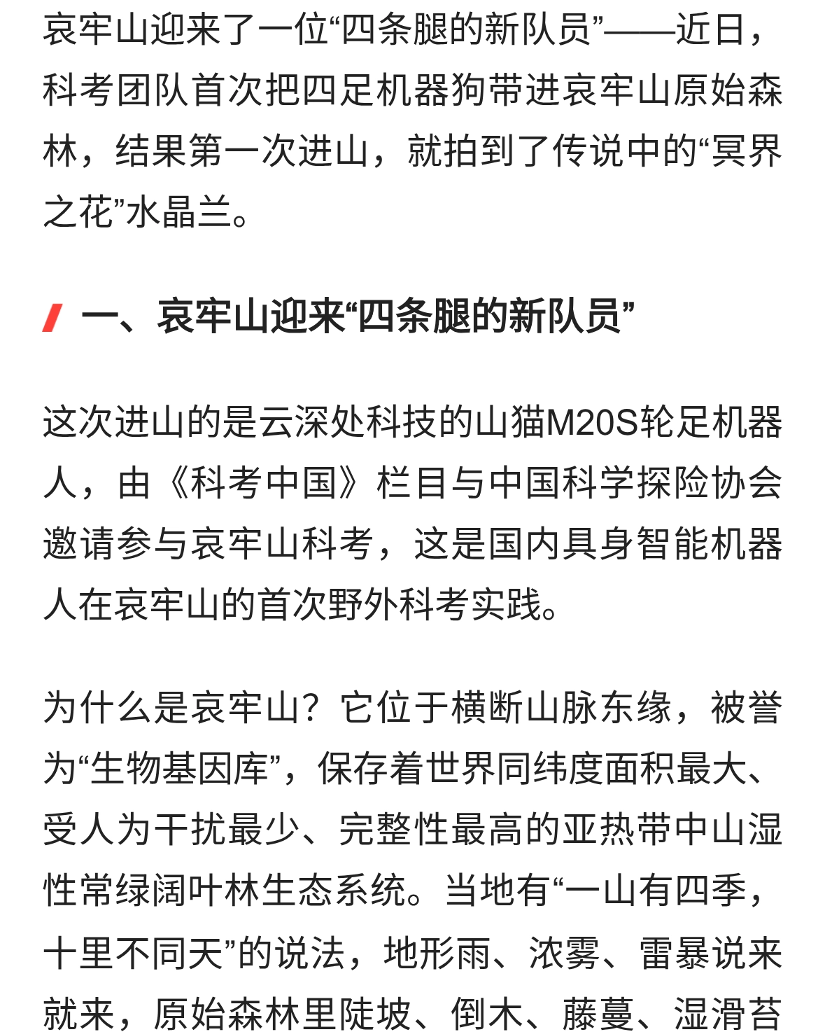 机器狗第一次进哀牢山，就拍到了“冥界之花”