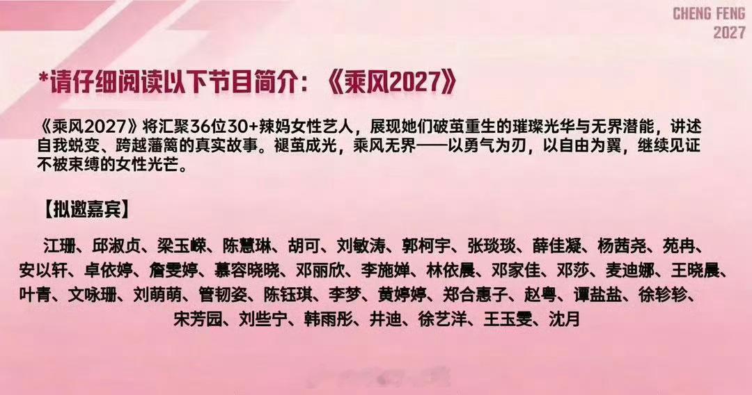 【浪姐8拟邀名单】有你期待的姐姐吗
江珊、邱淑贞、梁玉嵘、陈慧琳、胡可、刘敏涛、郭柯宇、张琰琰、薛佳凝、杨茜尧、苑冉、安以轩、卓依婷、詹雯婷、慕容晓晓、邓丽欣、李施嬅、林依展、邓家佳、邓莎、麦迪娜、王晓晨、叶青、文咏珊、刘萌萌、菅韧姿、陈钰琪、李梦、黄婷婷、郑合惠子、赵粤、谭盐盐、 ​