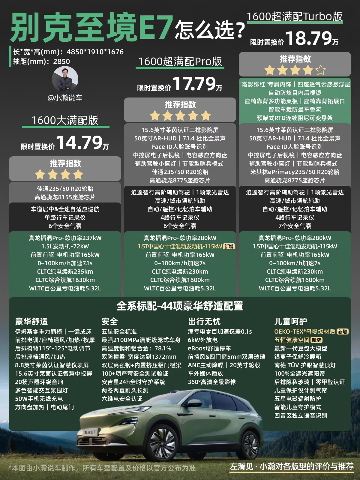 别克至境E7升级上市，三款配置怎么选？