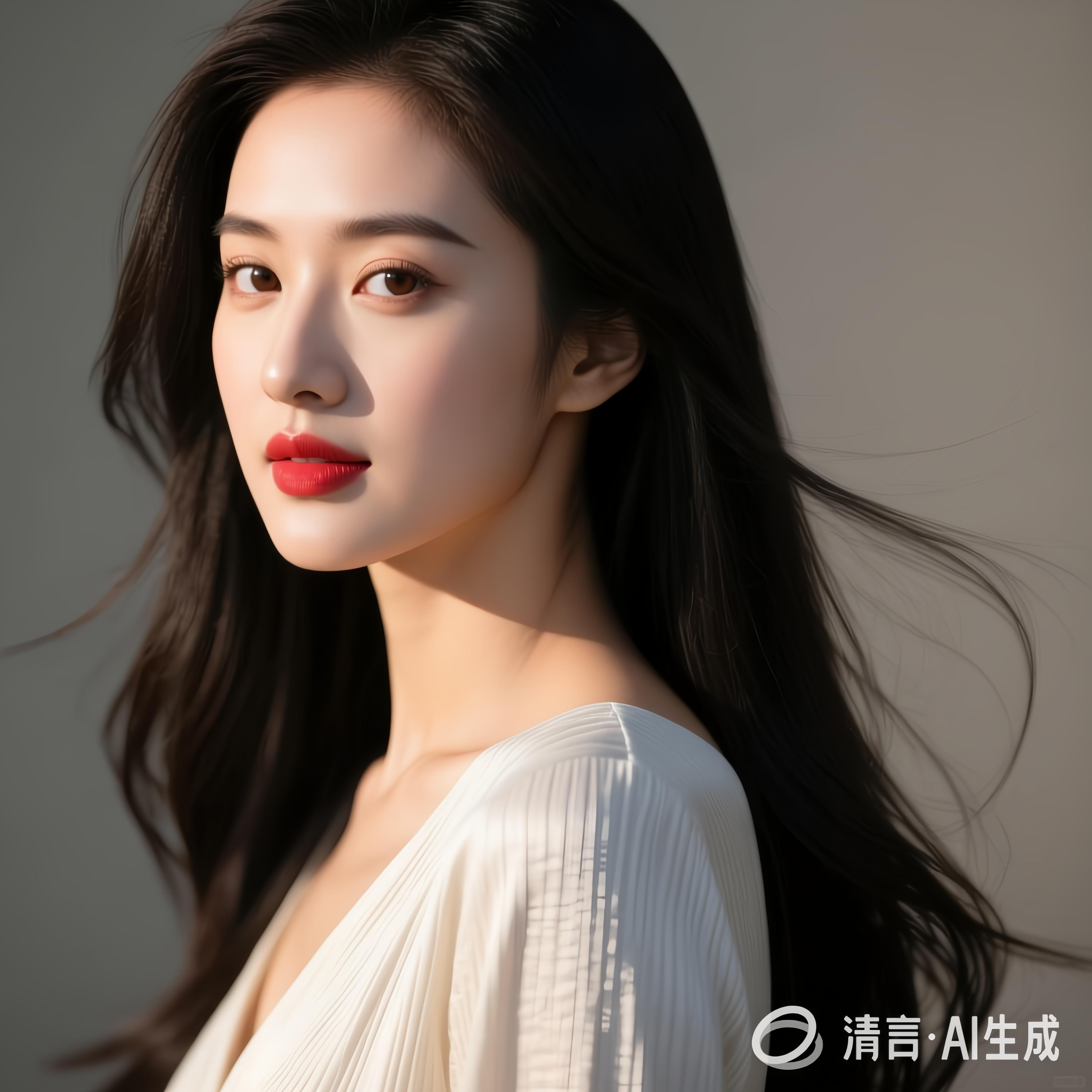 温柔甜美的少女，红唇轻启，散发着迷人的魅力。