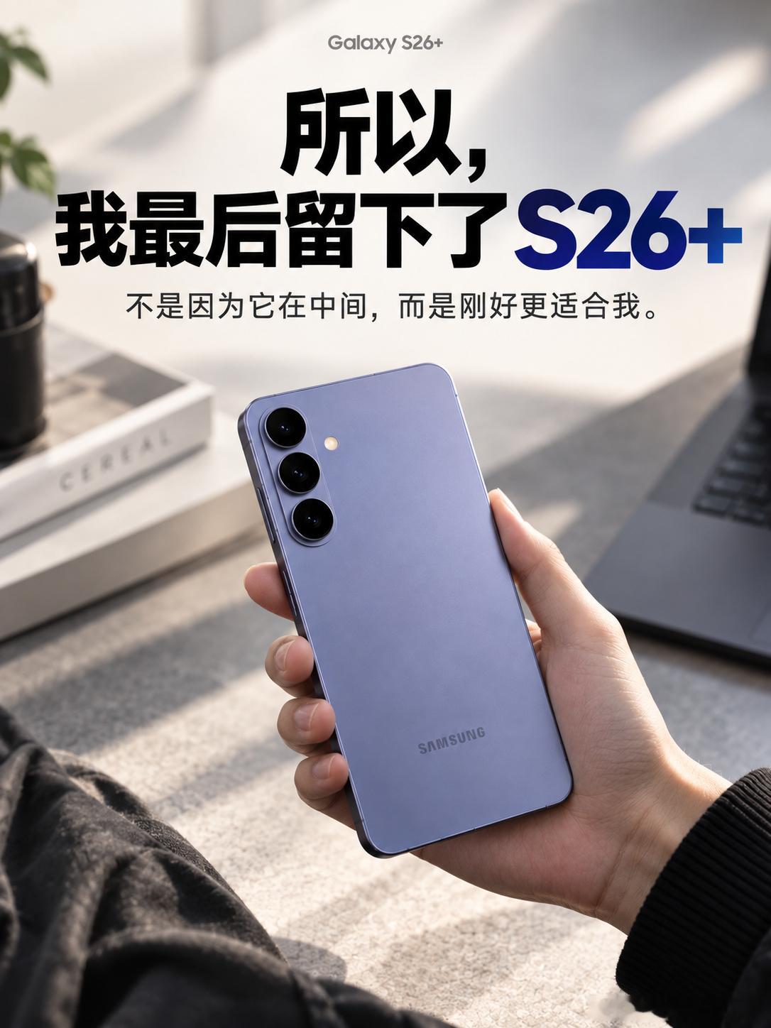 📱三星S26系列怎么选？我最后选了S26+
🤔三星S26、S26+、S26 Ultra三台放在一起，我觉得真正需要纠结的不是“哪台最好”，而是哪台更适合自己的使用习惯。三台的定位其实很清楚：S26偏小尺寸，S26+把屏幕和电池做得更大，Ultra则是完整的大旗舰路线。
📏如果你特别喜欢小手机，S26反而最好选。6. ​