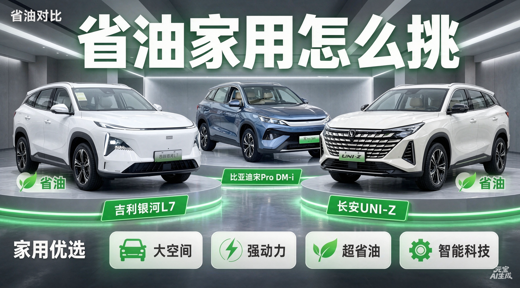 10‑13 万混动新车怎么选，预算 13 万落地，省油家用车怎么挑。
预算 10‑13 万，想要省油，打算上混动新车，到店体验吉利银河 L7、比亚迪宋 Pro DM‑i、长安 UNI‑Z，聊聊这个预算的选购思路。
吉利银河 L7，SUV 车身，底盘滤震表现不错，车内用料很实在。车机系统流畅度不错，没