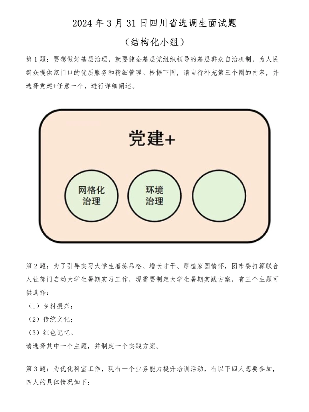 2024年3月31日四川省选调生面试题-结构小组