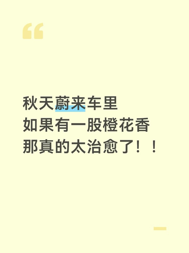 如果你有一辆蔚来，恰好你也喜欢橙花的味道