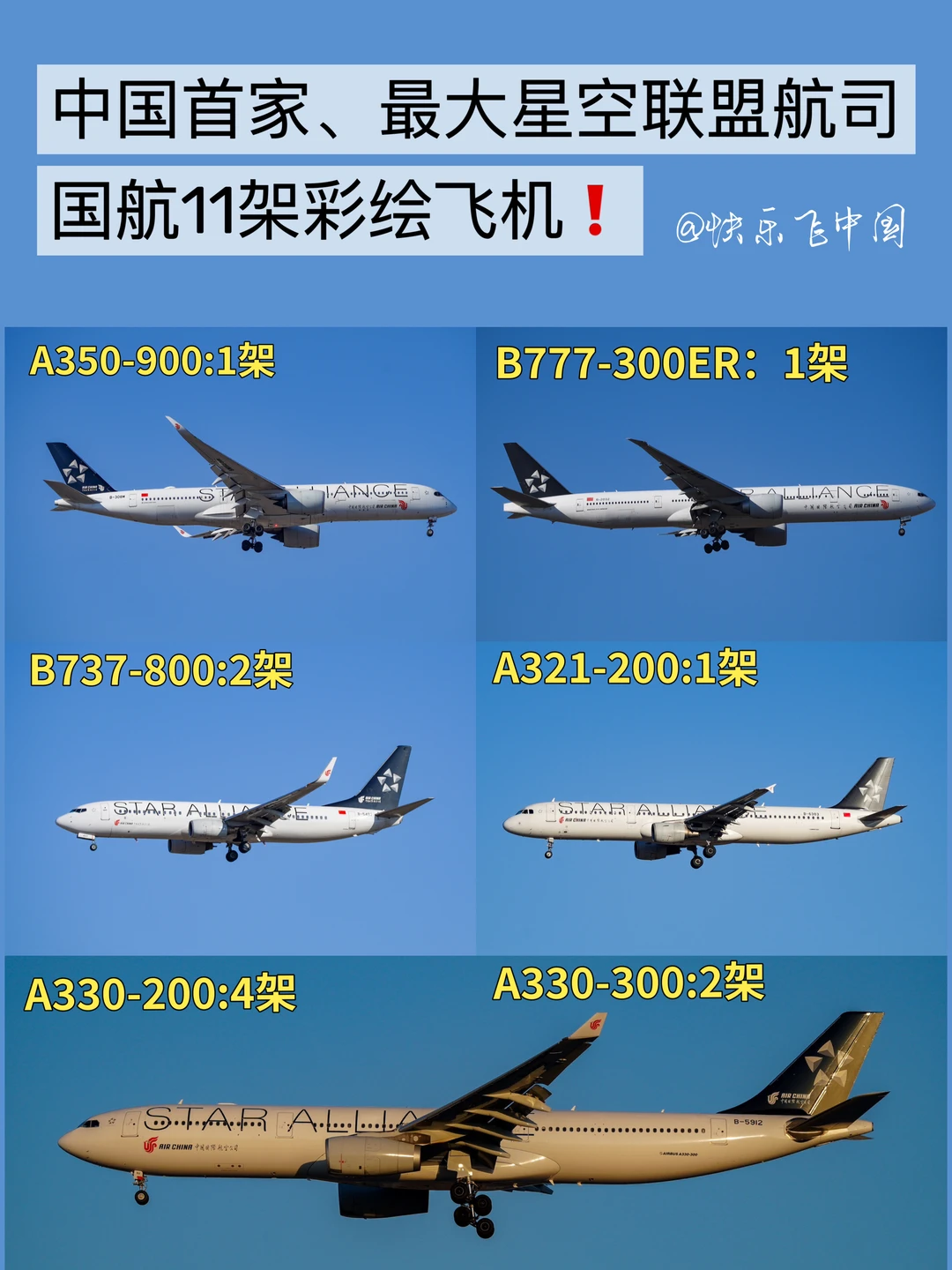 中国第一家星空联盟，国航11架彩绘飞机❗️