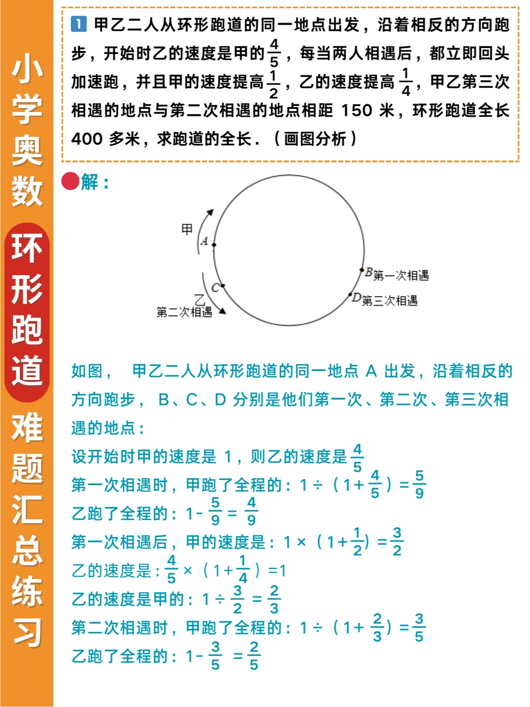 行程问题中的环形跑道难题，还可这样考😲