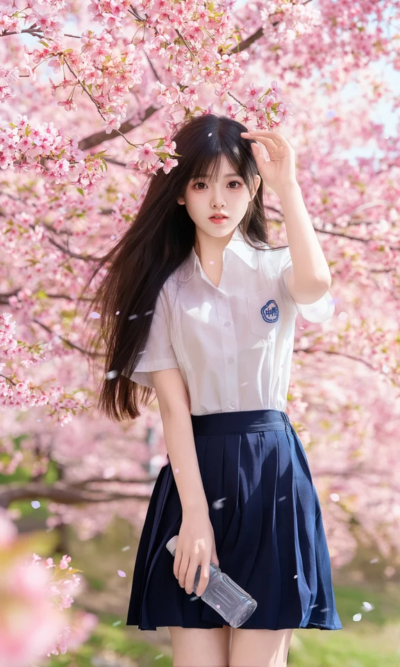 “风一吹，樱花和我都心动了🌸”