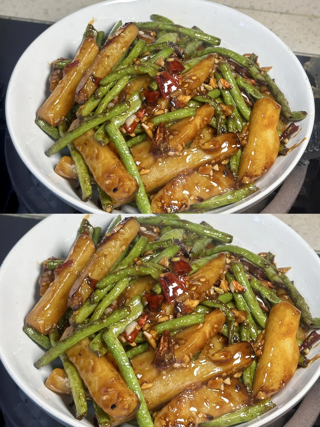 今天的菜太费米饭了❗️香辣豆角烧土豆🥔