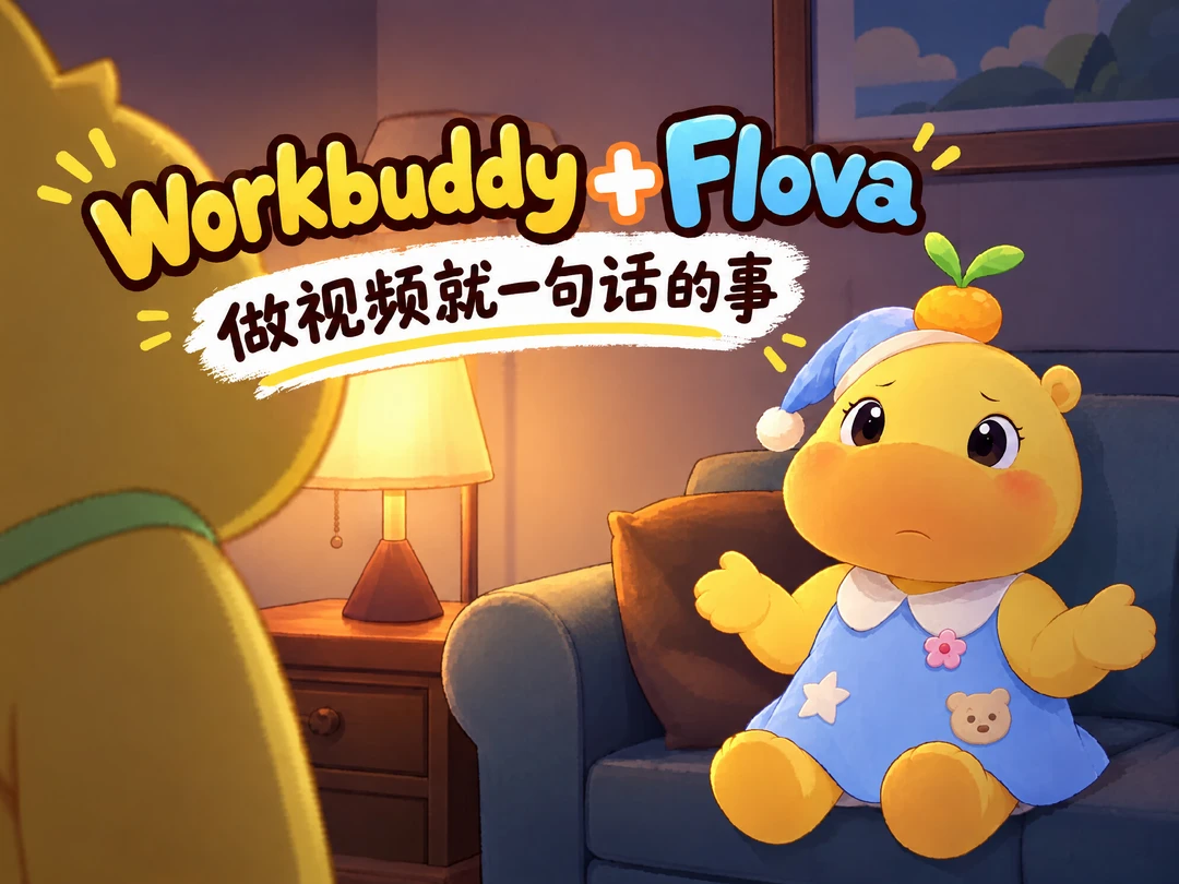 WorkBuddy+Flova🎈做视频就一句话的事