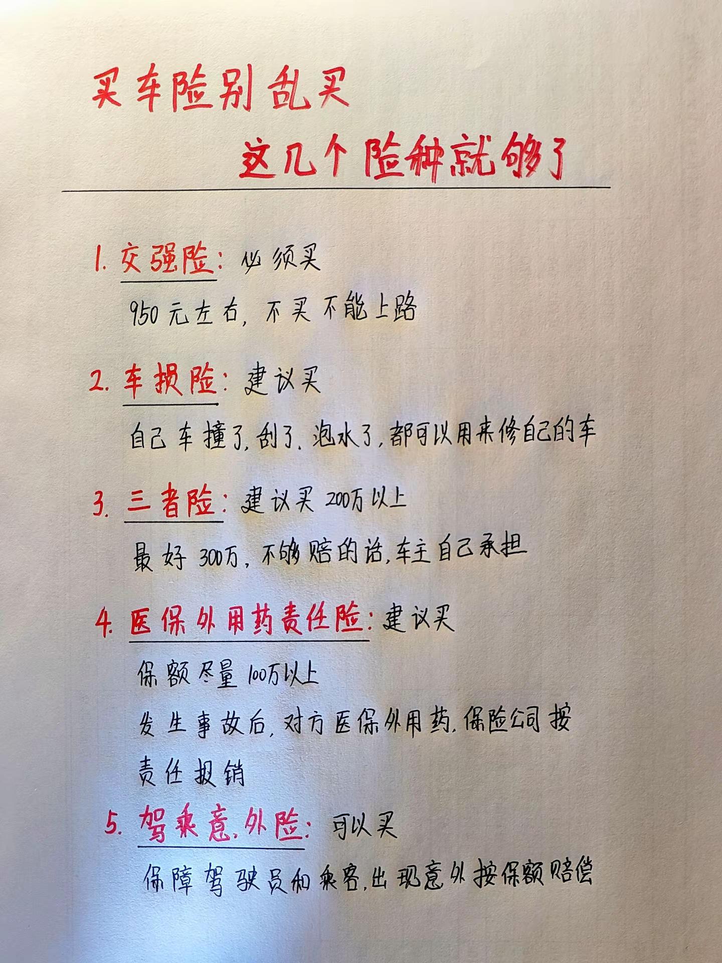 买车险别乱买。这几个险种就够了手写文案 车险 车险小知识