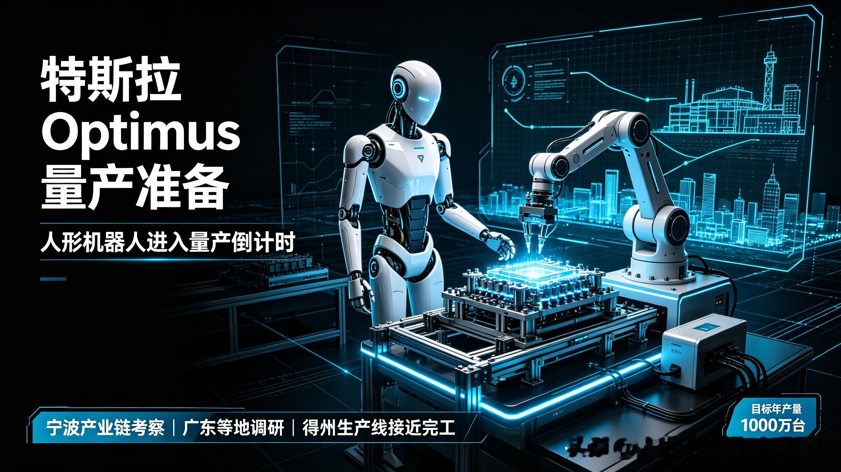 大消息！特斯拉正为人形机器人Optimus量产做准备。9月20日晚，特斯拉中国未回应量产审厂传闻。但宁波当地产业链人士确认，特斯拉团队考察了均胜电子等宁波上市公司机器人业务，多家公司此前与特斯拉有新能源汽车零部件合作，有望供应机器人零部件。除宁波，团队还会去广东等地。美国得州Optimus专用生产线
