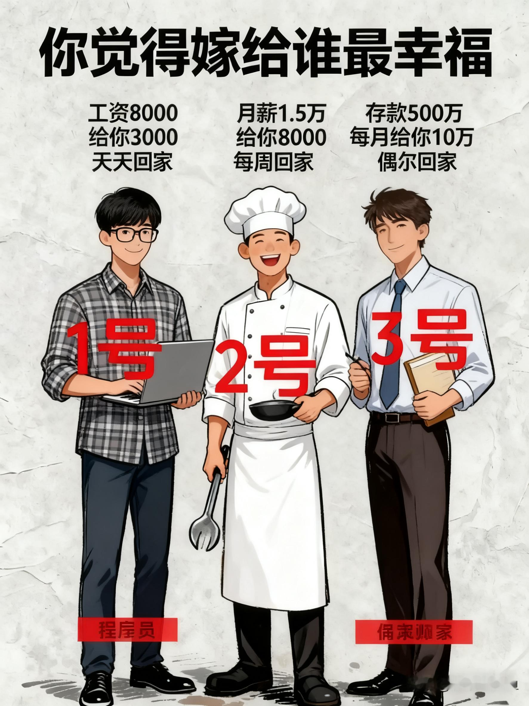 宝子们集合投票啦！两个灵魂拷问直击心坎～  1. 若重新选结婚对象，你...