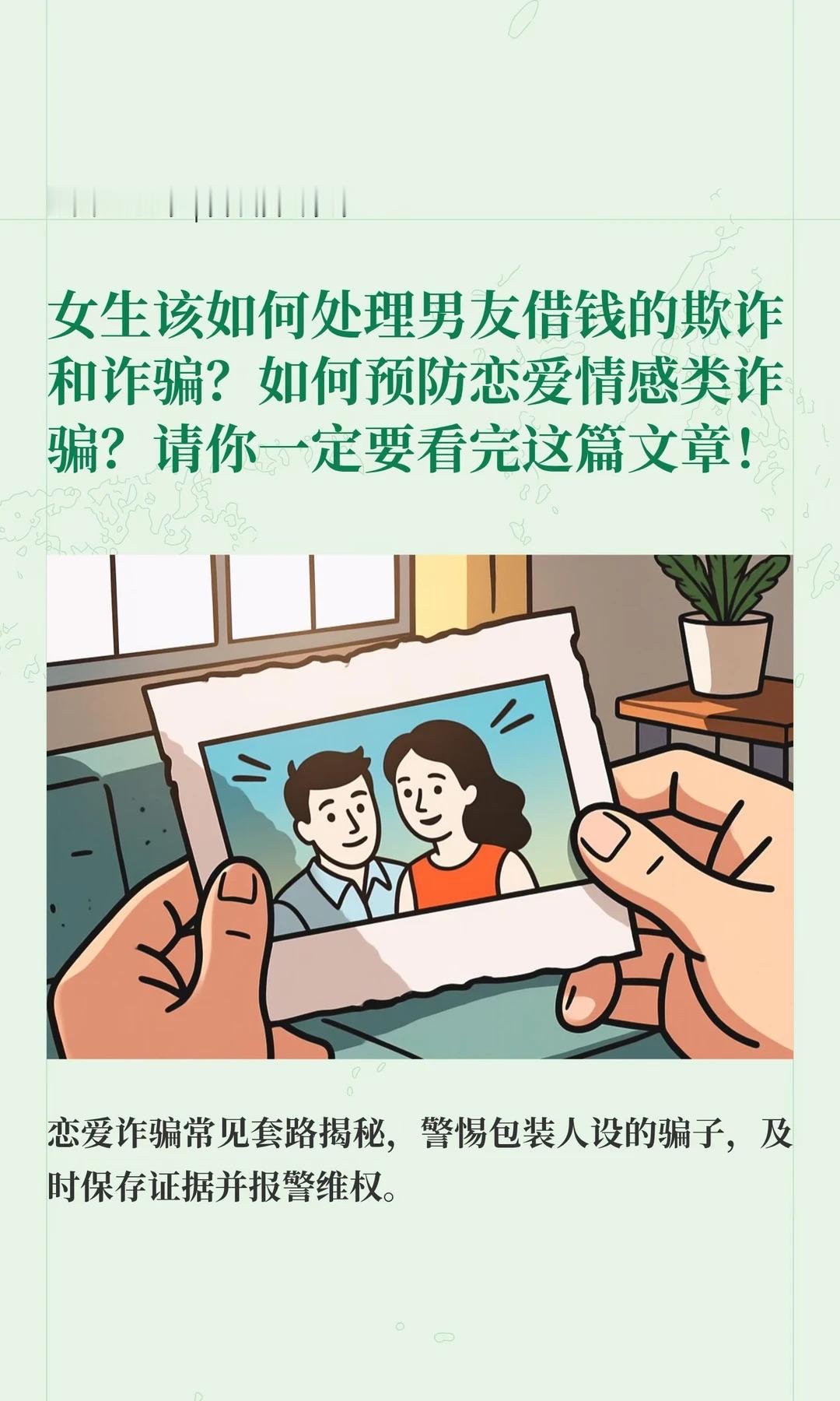女生该如何处理男友借钱的欺诈和诈骗？如何预防恋爱情感类诈骗？请你一定要看完这篇文章！
黑猫多年处理了很多这一类的事情，上百个案子是有了，能构成诈骗的不到三成，通常来说从事情的本质来说是除了正常的理由借贷之外，相当大部分也是虚构各种理由花式要钱，甚至不惜下跪，哀求，哭求等各种道德绑架逼着姑娘网贷，向他