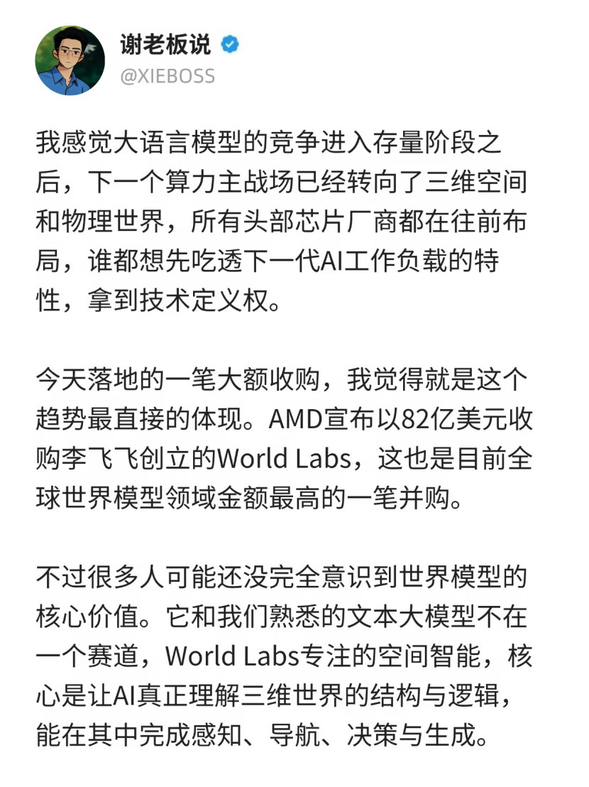 AMD82 亿美元押注，下一站世界模型？