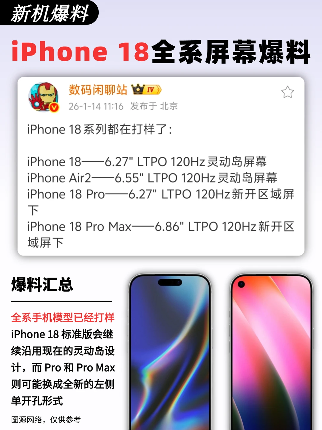 iPhone 18爆料前瞻‼️左上角挖孔屏⁉️